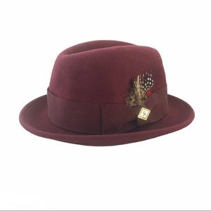Stacy Adams Red 100% Wool Derby Fedora Hat